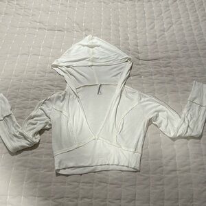 White/cream urban outfitters cropped hooded top